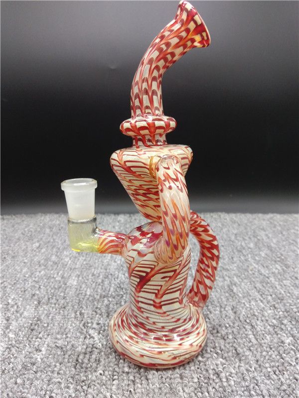 2019 Two Functoin GLass Bong Stripe Pattern Heady Oil Rig Unique Rigs