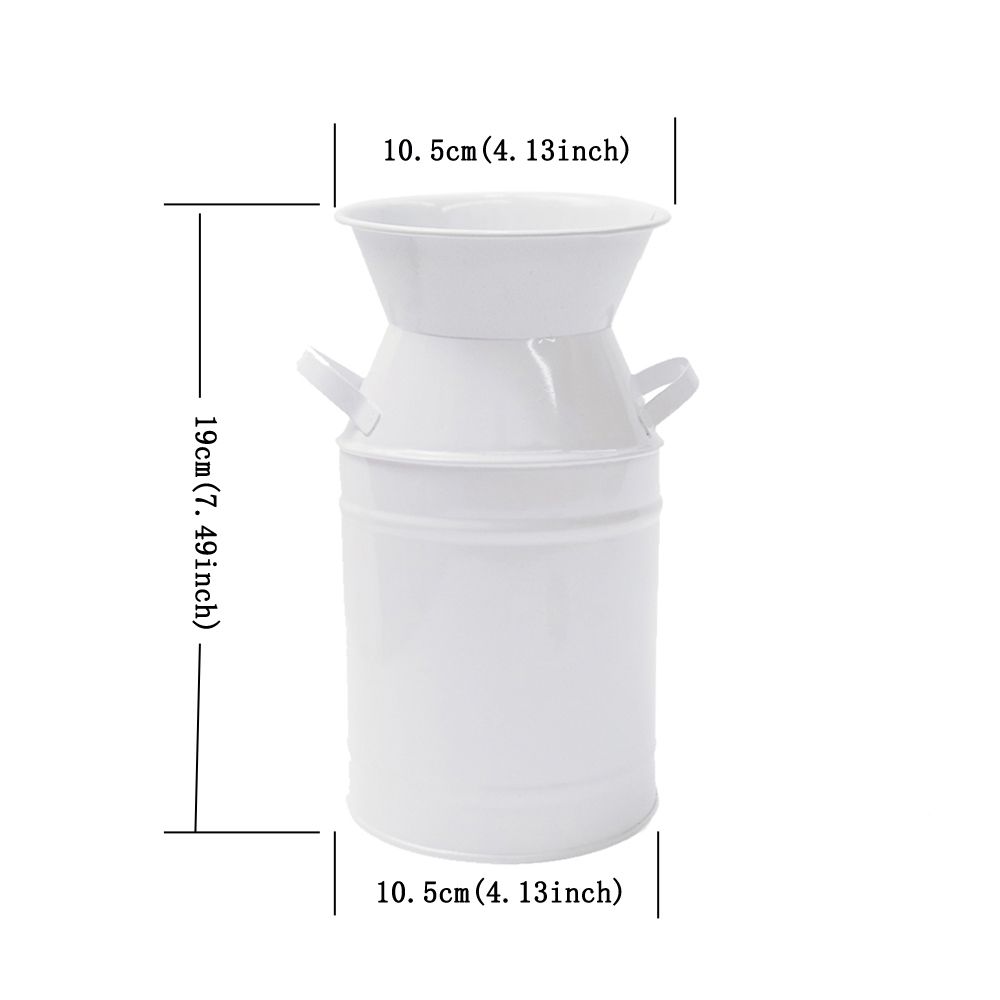 7 5inch Elegant White Primitive Jug Vase Milk Can Iron Flower Pot