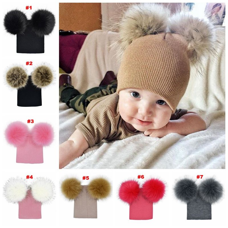 beanie hat with 2 pom poms