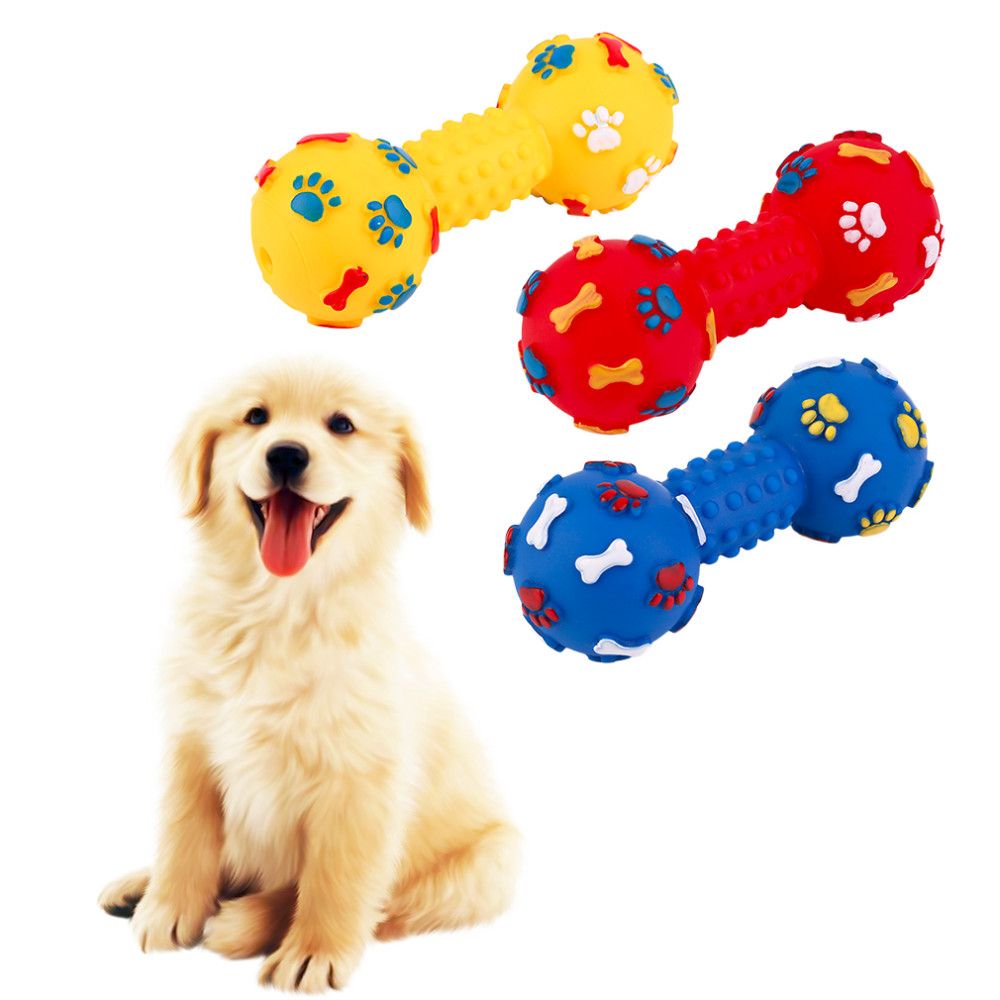 2021 Middle Size PVC Dog Toys Colorful Dumbbell Shaped Dog Toys Squeeze