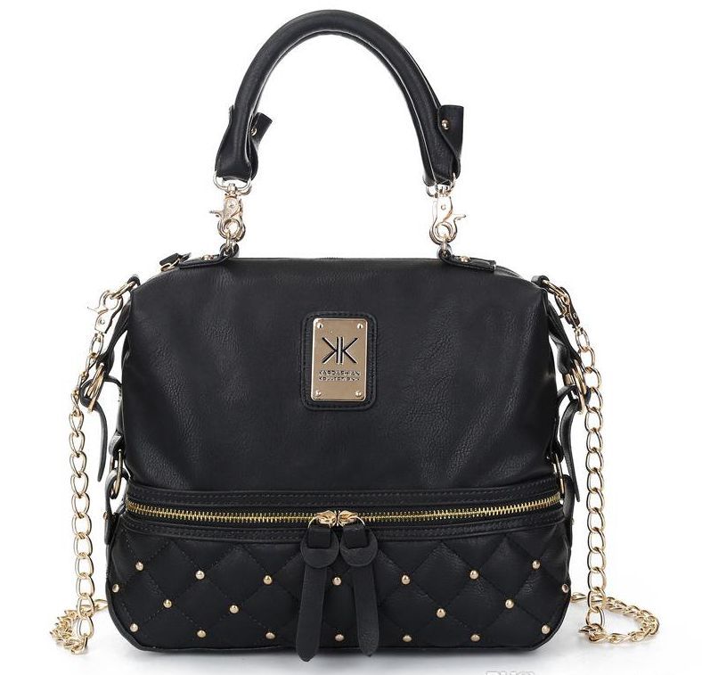 Fashion Kardashian Kollection Brand Black Chain Women Handbag Shoulder