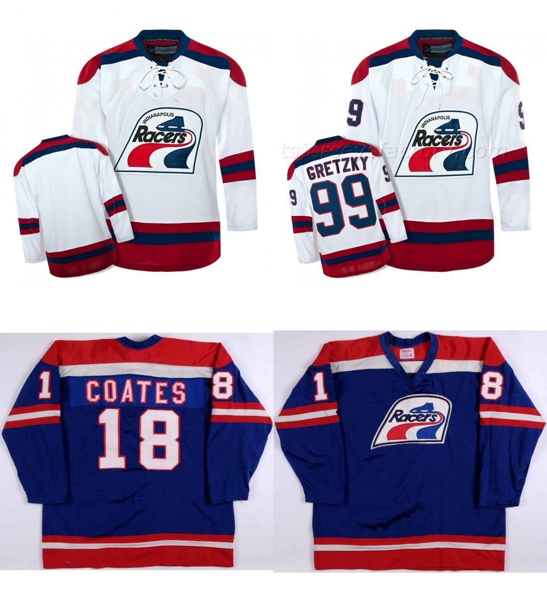 2018 Custom WHA Indianapolis Racers Mens Womens 99 Wayne Gretzky 18