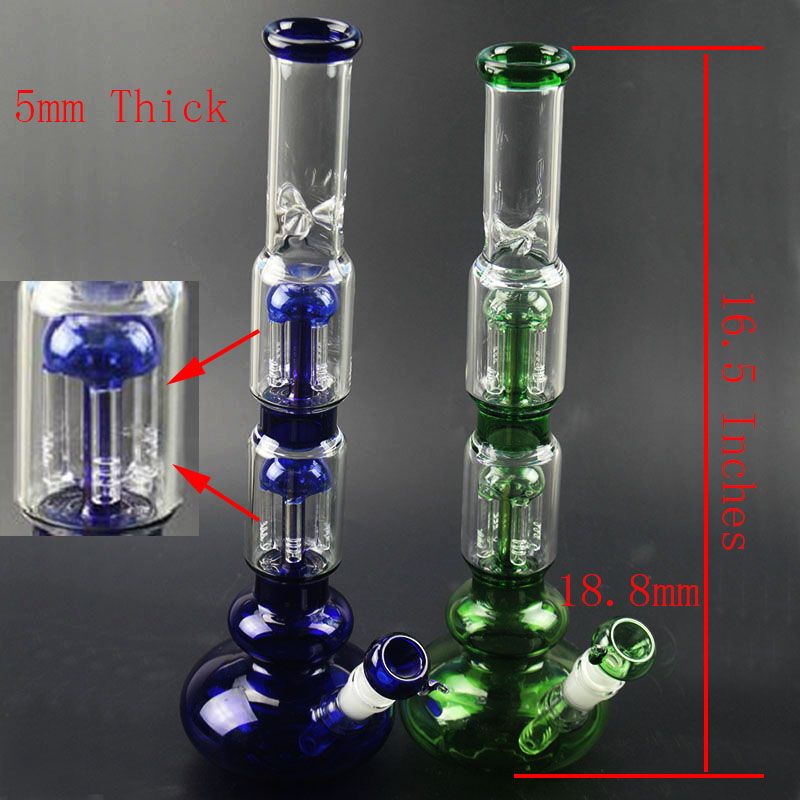 2020 Beaker Bongs 16.5Tall Recycler Oil Rigs Glass Water Pipe Double
