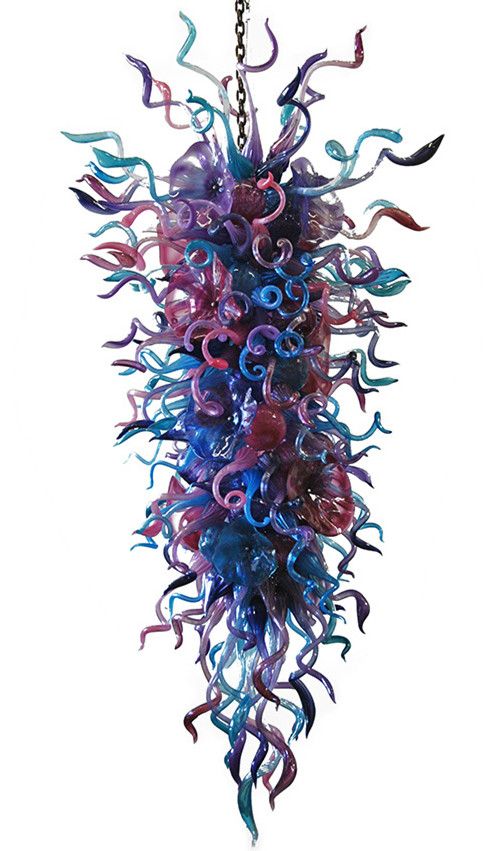 Luxury Large Purple And Blue Color Led Lights European Style Chihuly Luxury Large Purple And Blue Color Led Lights European Style Chihuly Blown Glass Chandeliers Chain Chandelier Lighting Pendant Ceiling Light