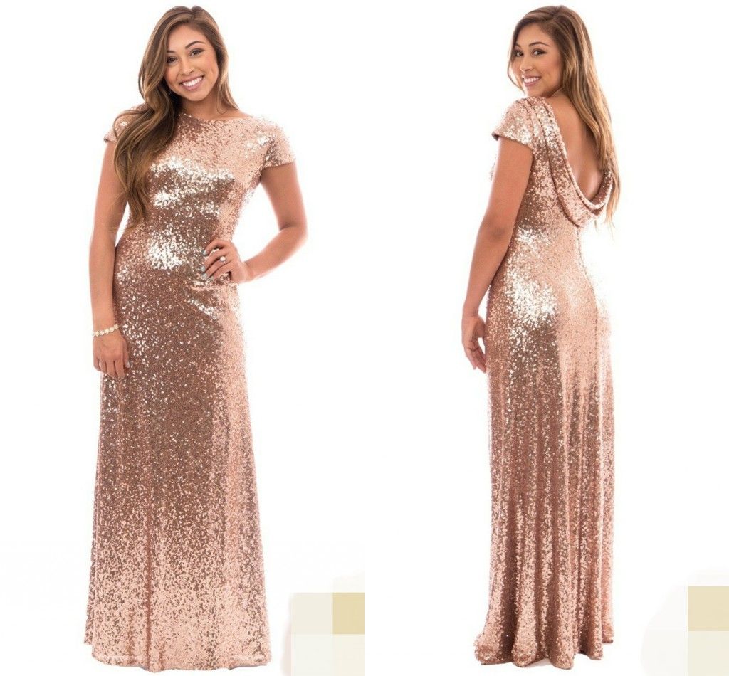 Rose Gold  Plus  Size  Long Bridesmaid  Dresses  With Short 