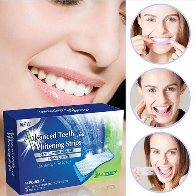 Teeth Whitening Strips Non Peroxide Gel Mint Flavor Double Elastic Gel
