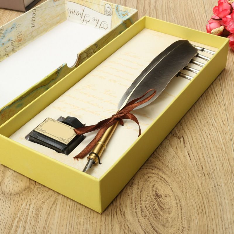 acquista all ingrosso eccellente antiquariato quill feather dip pen
