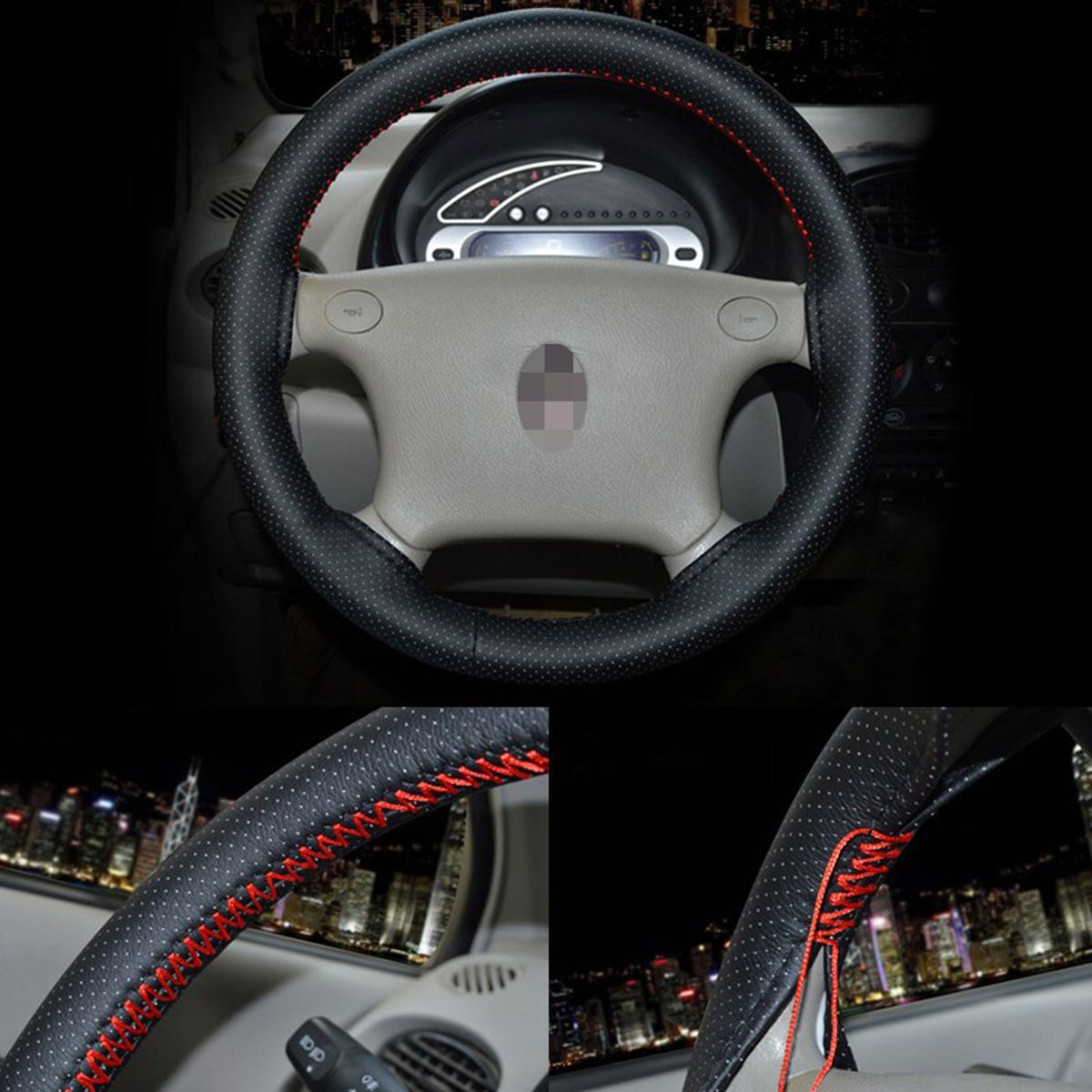 Universal Faux Leather Car Auto Vehicle Steering Wheel Cover With