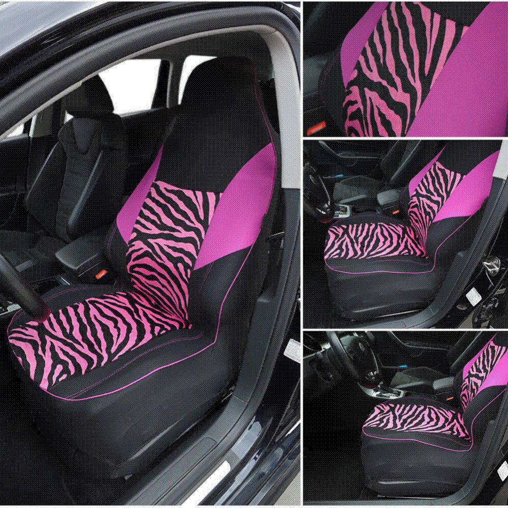 Velvet Fabric Pink Zebra Car Seat Cover Universal Fits Most Car SUV Car