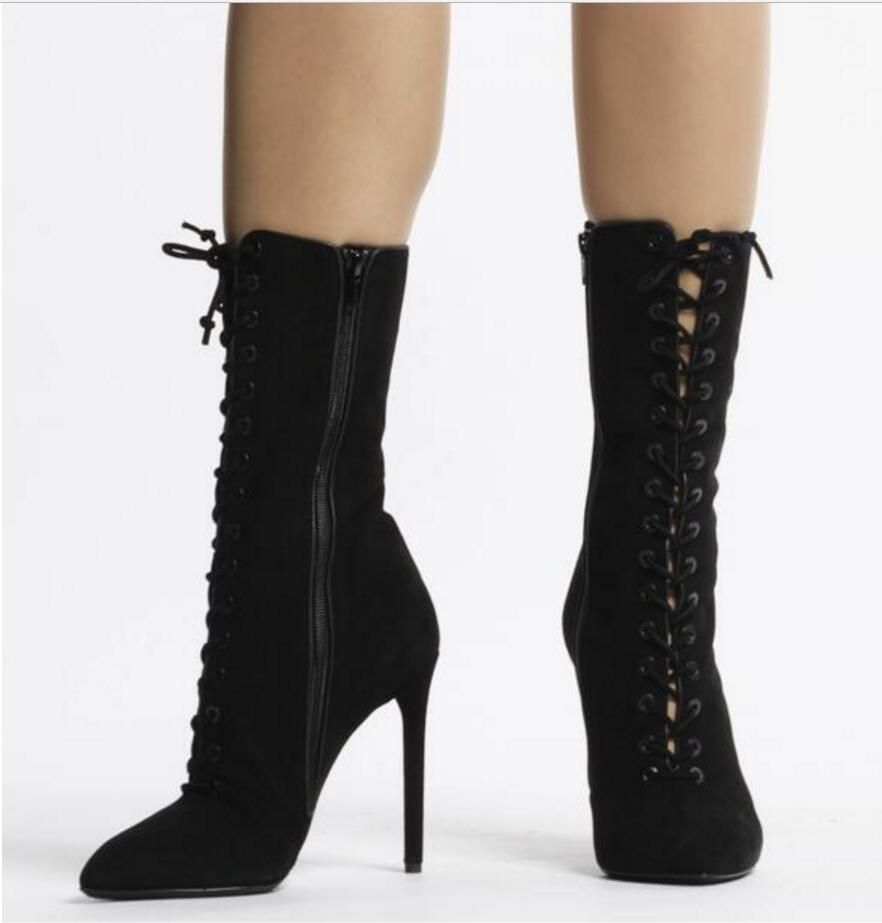 women's lace up booties with heel