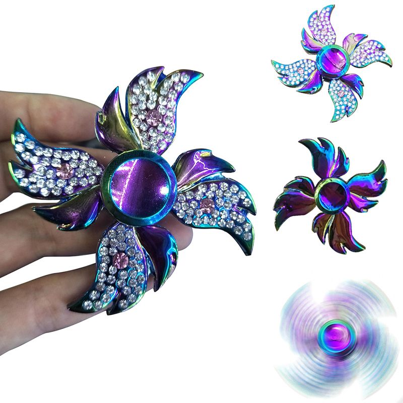 Angel Wings Spinner Hand Fidget Spinners Alloy Diamond Pearl Metal