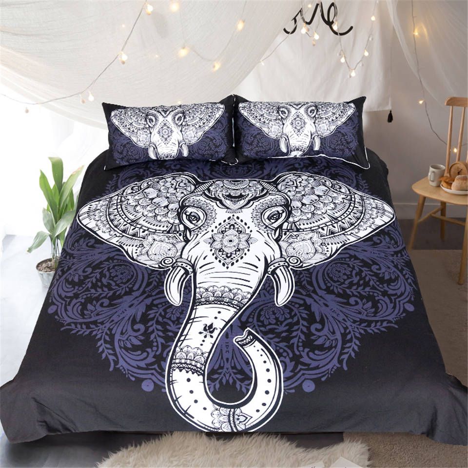 2017 Elephant Bedding Sets Duvet Cover Floral Pillow Shams for Teens