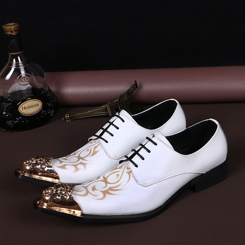 New Handmade Men White Gentleman Luxury Shoes And Gold Top ...