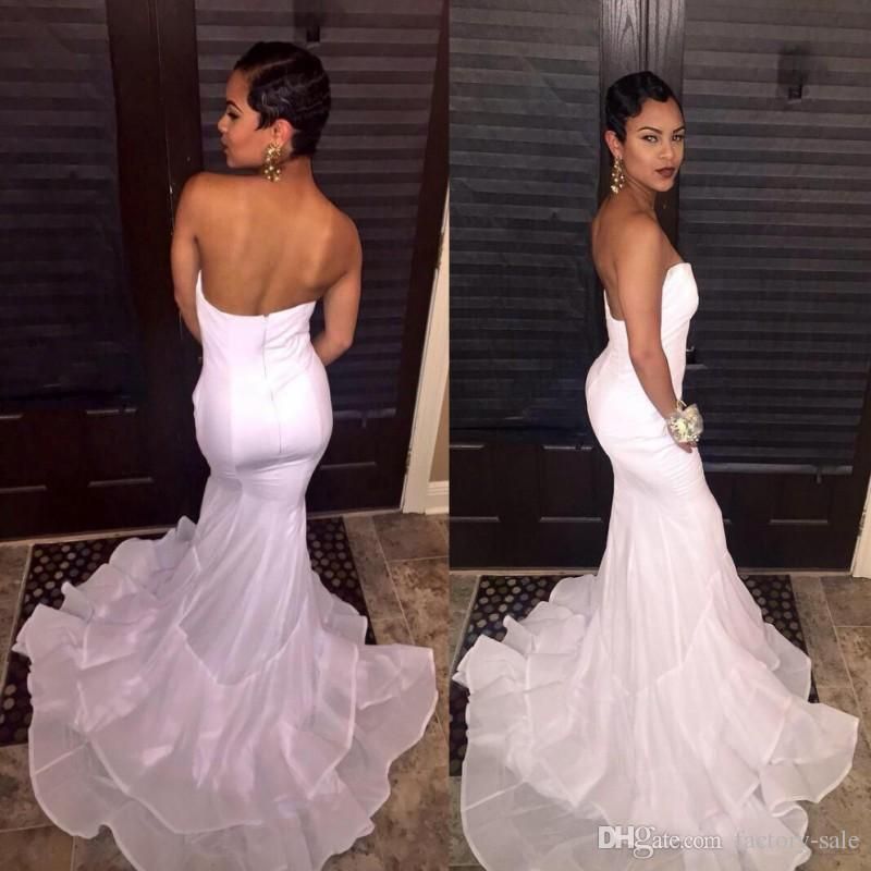 New White African American Prom Dresses Sweetheart Mermaid Layered Skirts Sexy Backless Long Evening Gowns Formal Party Dresses Buy Prom Dress Cheap Uk Prom Dresses From Alberta Dress 74 12 Dhgate Com