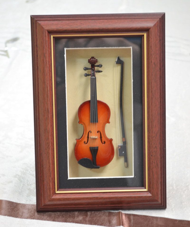 Pure Hand Mad Mini Wood Violin Model Frame Violin Model Display Frame