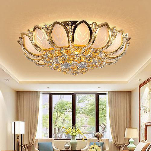 Modern Led Crystal Chandeliers Luxury Lotus Flower High Class K9 Modern Led Crystal Chandeliers Luxury Lotus Flower High Class K9 Chandelier Hotel Lobby Villa Pendant With Bulbs Gold