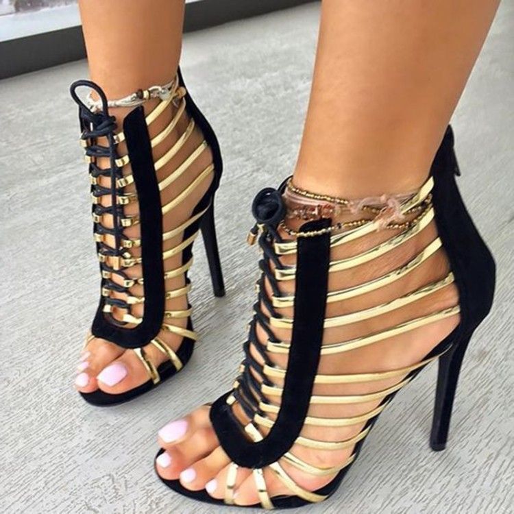 2017 Summer Sexy High Heels Sandals Open Toe Cover Heel Ankle Strap Short Boots Shoes For Women