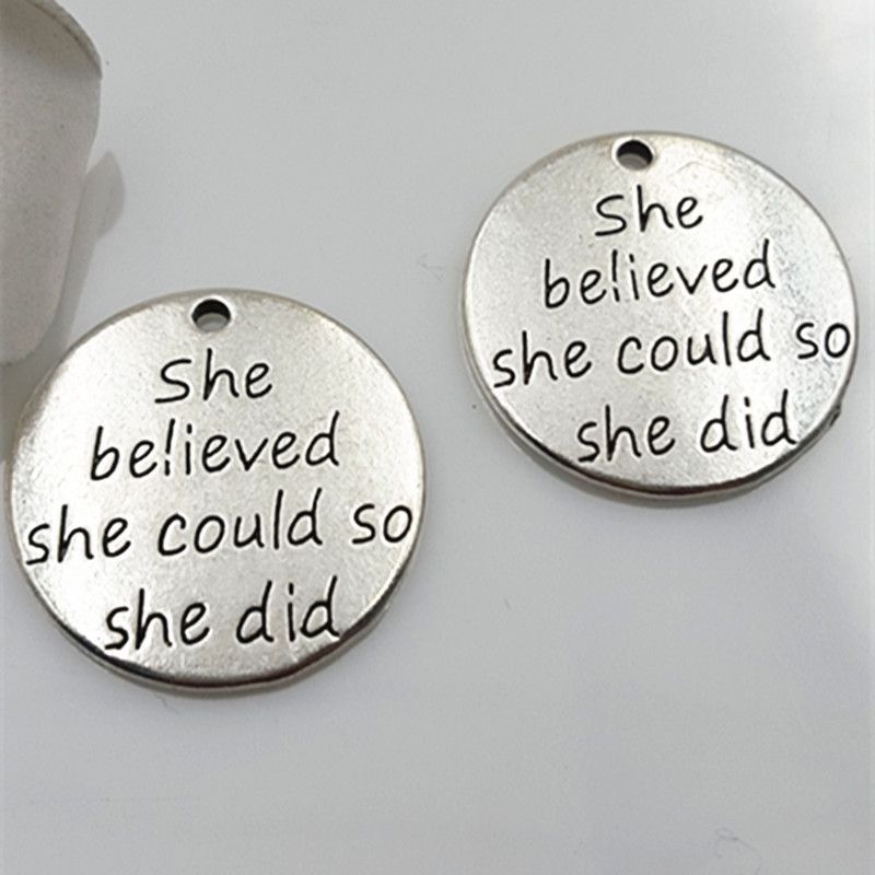 Sportybella Cheer Charm Necklace - 'She Believed She Could So She Did' Inspirational Jewelry For Cheerleaders - View #5