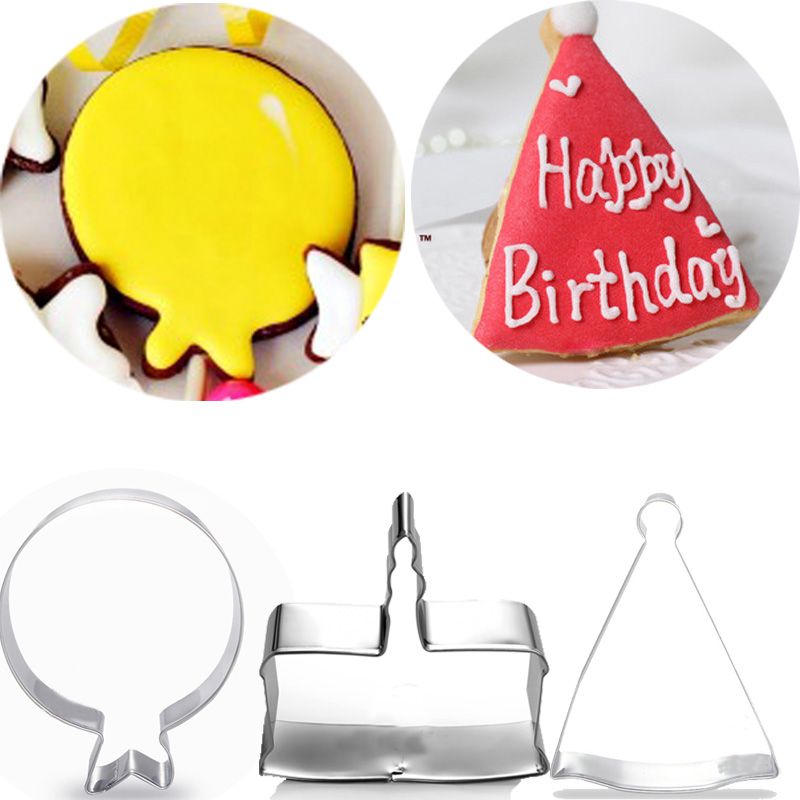 3pcs Birthday Cake Balloon Hat Metal Cookie Cutter Sets Fondant Cake Decorating Tools Biscuit Stamp Mold Kids For Baby Shower 3pcs Birthday Cake Balloon Hat Metal Cookie Cutter Sets Fondant Cake Decorating Tools Biscuit Stamp Mold Kids For Baby Shower