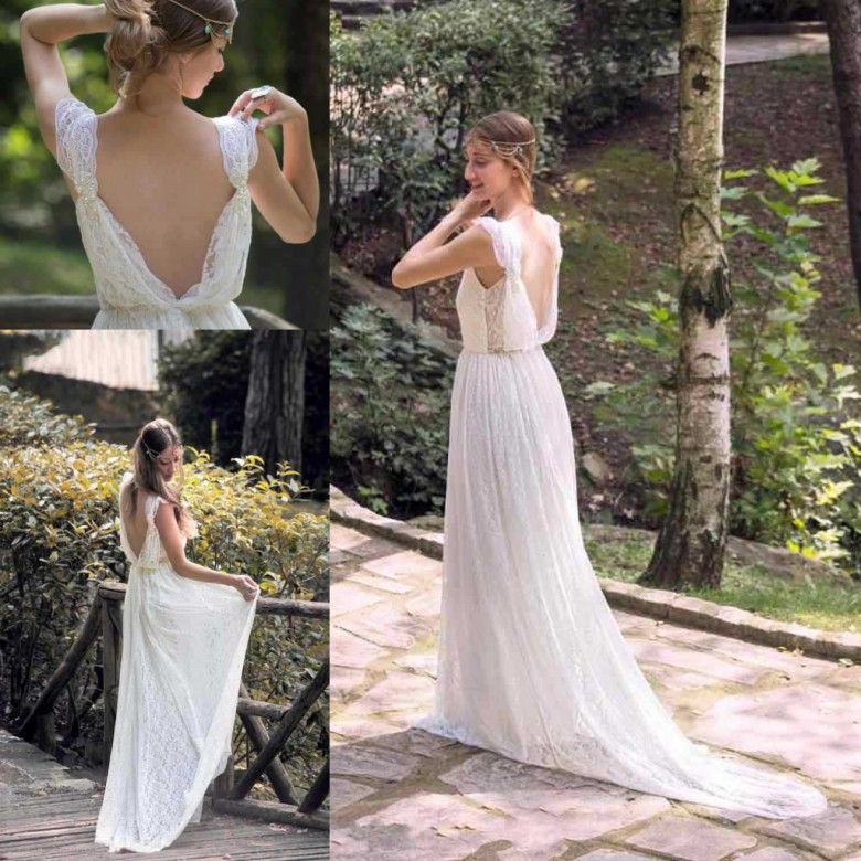 Open Back Pearl Wedding Dress