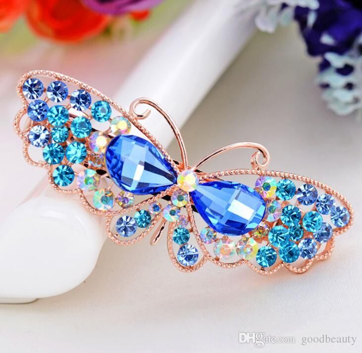 New Fashion Crystal Butterfly Hair Clip Women Bridal Wedding Rhinestone