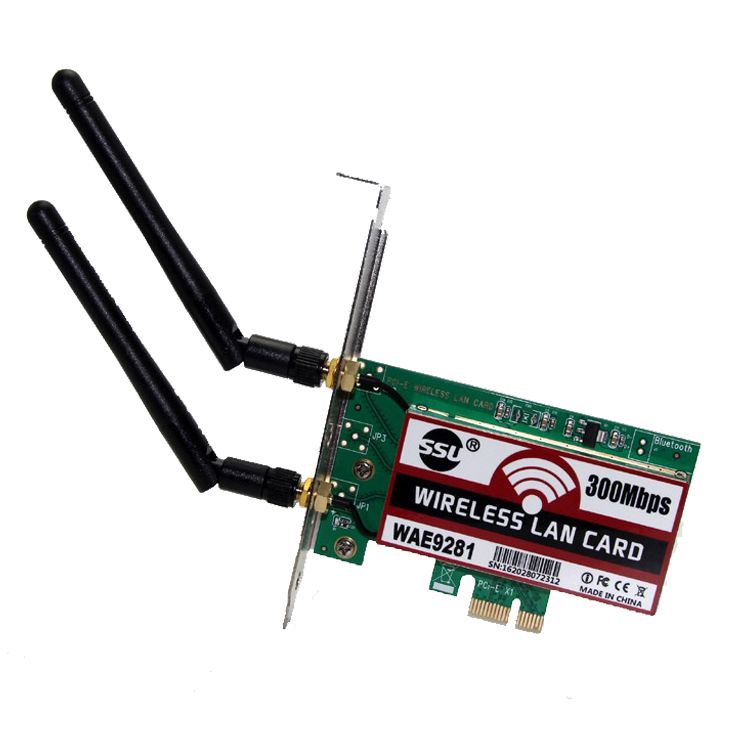 PCI Express 300Mbps Wireless WiFi Card Adapter 2 Antennas For Desktop