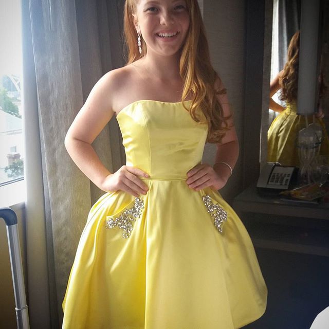 yellow prom dress with pockets