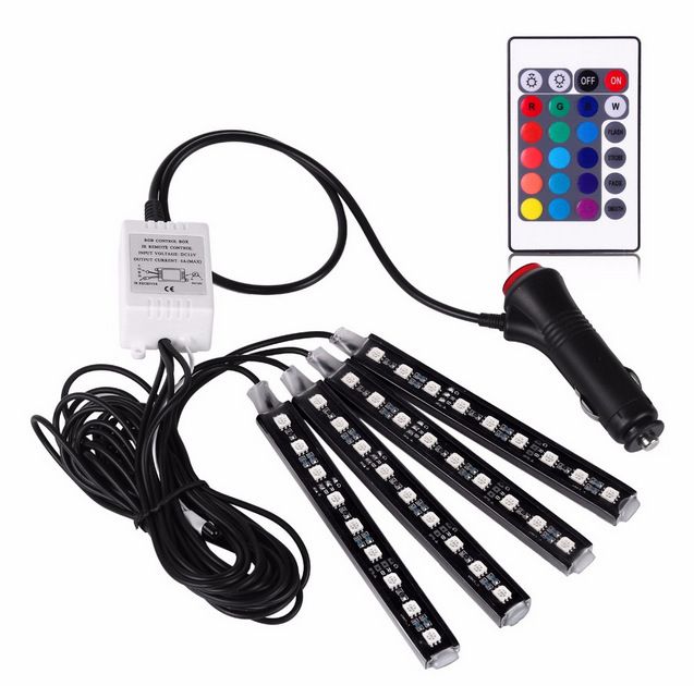 Rgb Car Interior Lights Led Light Strip Atmosphere Neon Underdash Rgb Car Interior Lights Led Light Strip Atmosphere Neon Underdash Lighting Kit With Wireless Remote Control 4 X 36