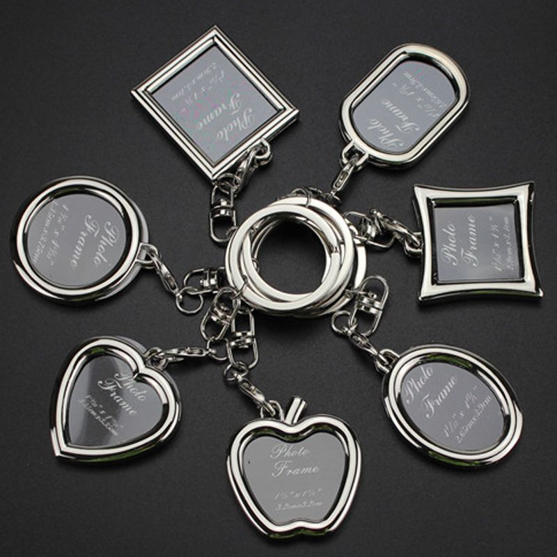 Fashion Keychains With Locket Photo Frame 6 Shape, Insert Photo Picture