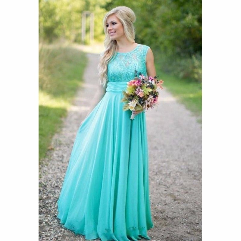 Aqua Blue Bridesmaid Dresses Sequins Chiffon Summer Wedding Guest