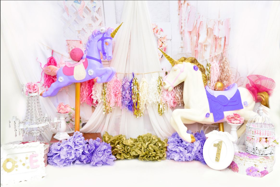 2019 7x5ft Blue House Happy 1st Birthday Boy Baby Shower Unicorn