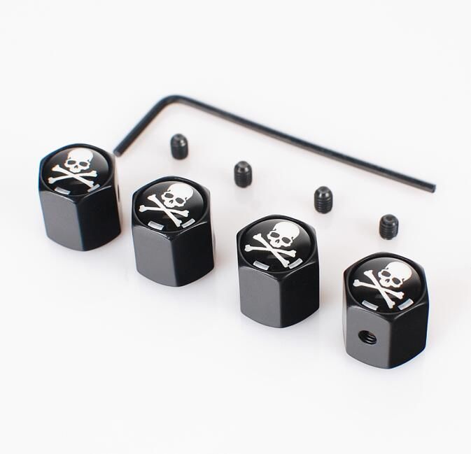 ~ PUNISHER VALVE CAPS SET of 4 *New /& Unique* Tire Metal Valve Nuts Tyre Cap