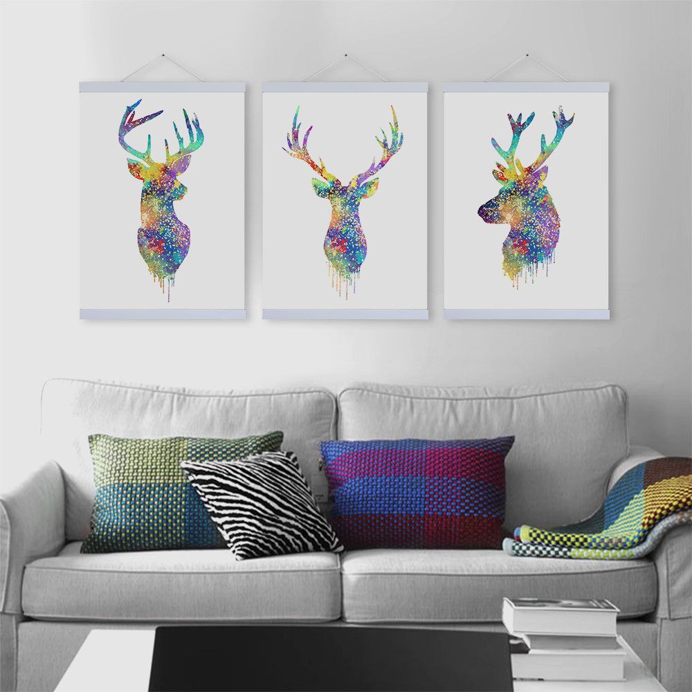 2017 Colorful Deer Art Painting Modern Home Living Room Wall