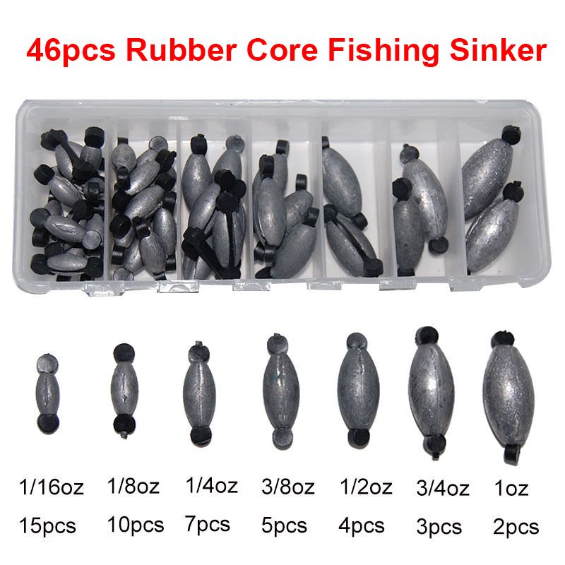 7 Sizes Lead Fishing Sinker For Texas Rig Carp Fishing Rubber Core