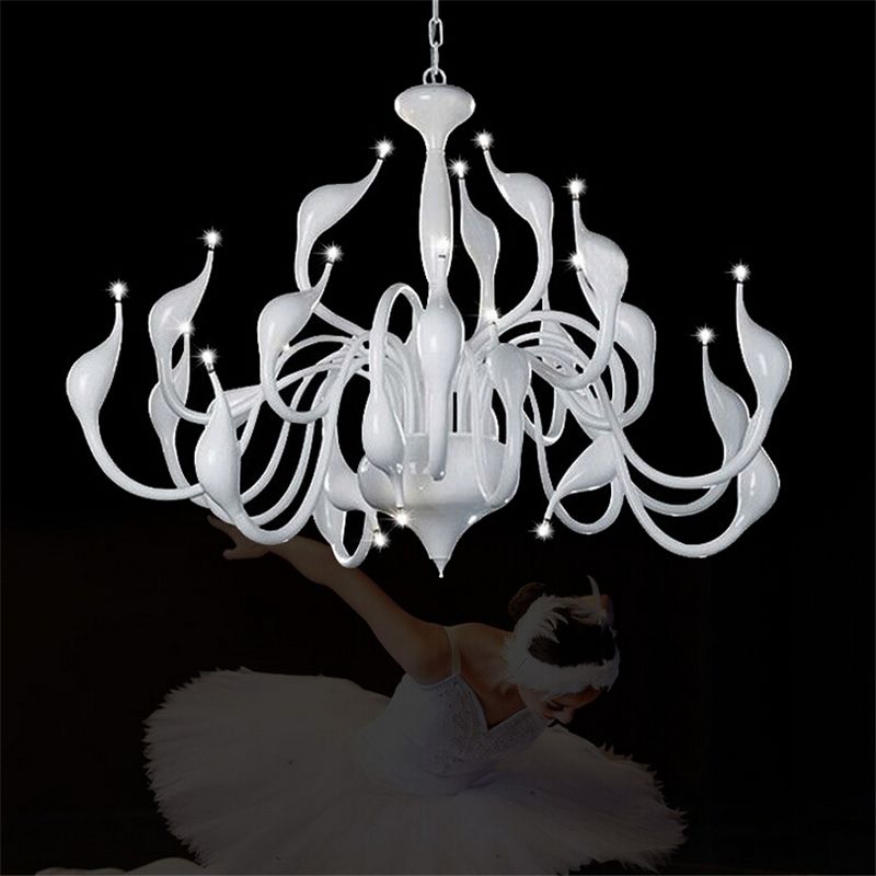 12 18 24 Heads Swan Artistic Pendant Lights Led Bulb Chandeliers Lighting Fixtures Hanging Suspension Modern Wrought Iron Lamp