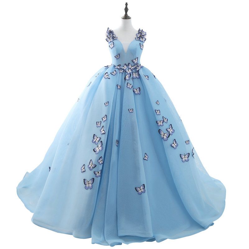 light blue cinderella wedding dress