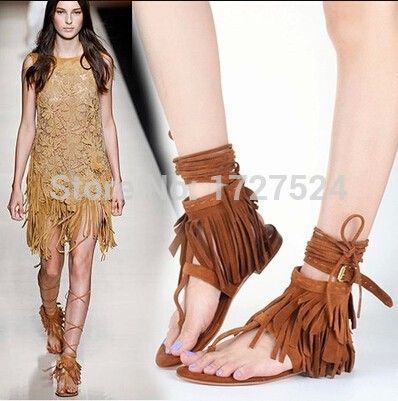 tassel flat sandals