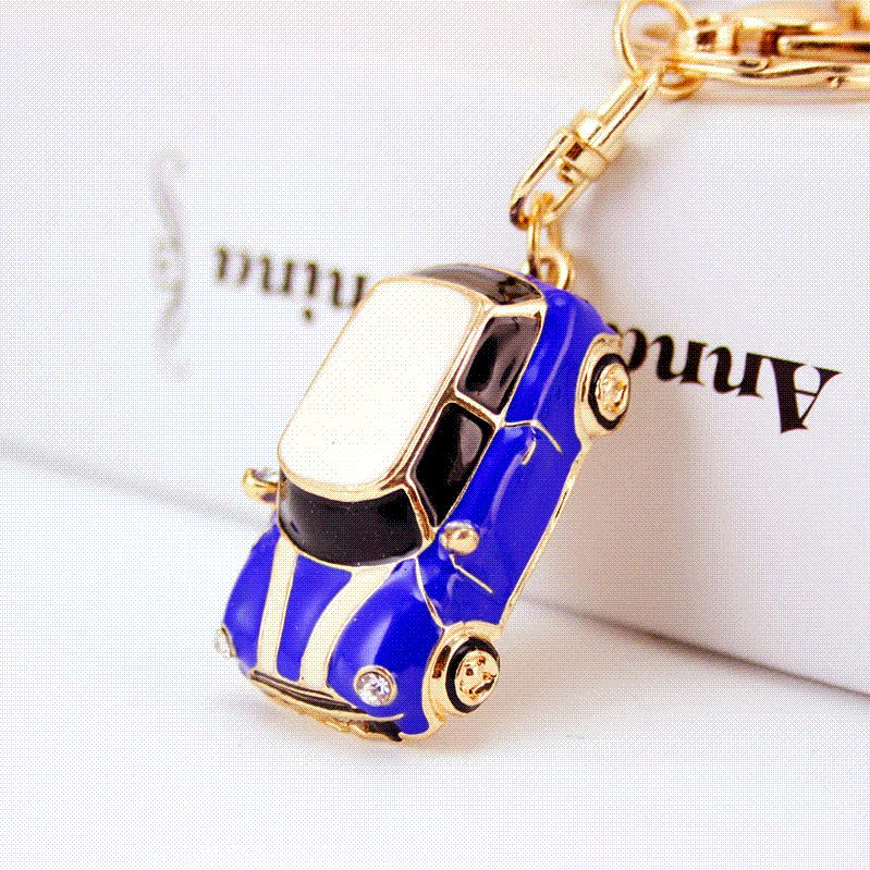Cute Enamel Car Key Chains Holder Crystal Rhinestone HandBag Pendant