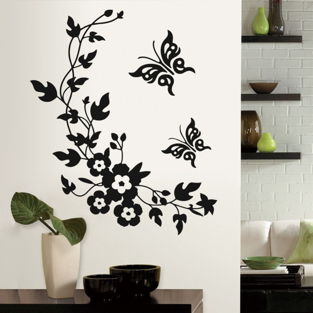 Adesivi Murali Nome Bambina Lettera M Con Fiori E Farfalle – Wall Stickers Vinile Lucido 15 Cm, Made In Italy