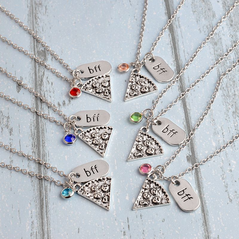 Wholesale Bff Pizza Necklace Colorful Rhinestone Chain Best Friends Forever Friendship Memorial Food Jewelry Heart Necklace Costume Jewelry From Qihejewelry 2 41 Dhgate Com