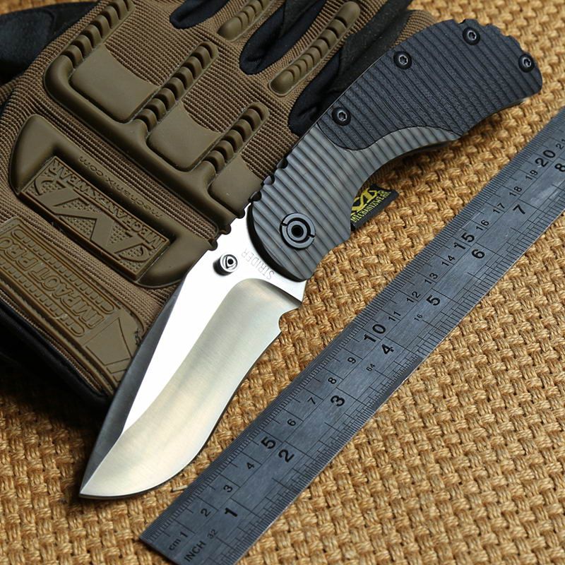 ST RC Tactical Folding Knife Titanium + G10 Handle D2 Blade Camping