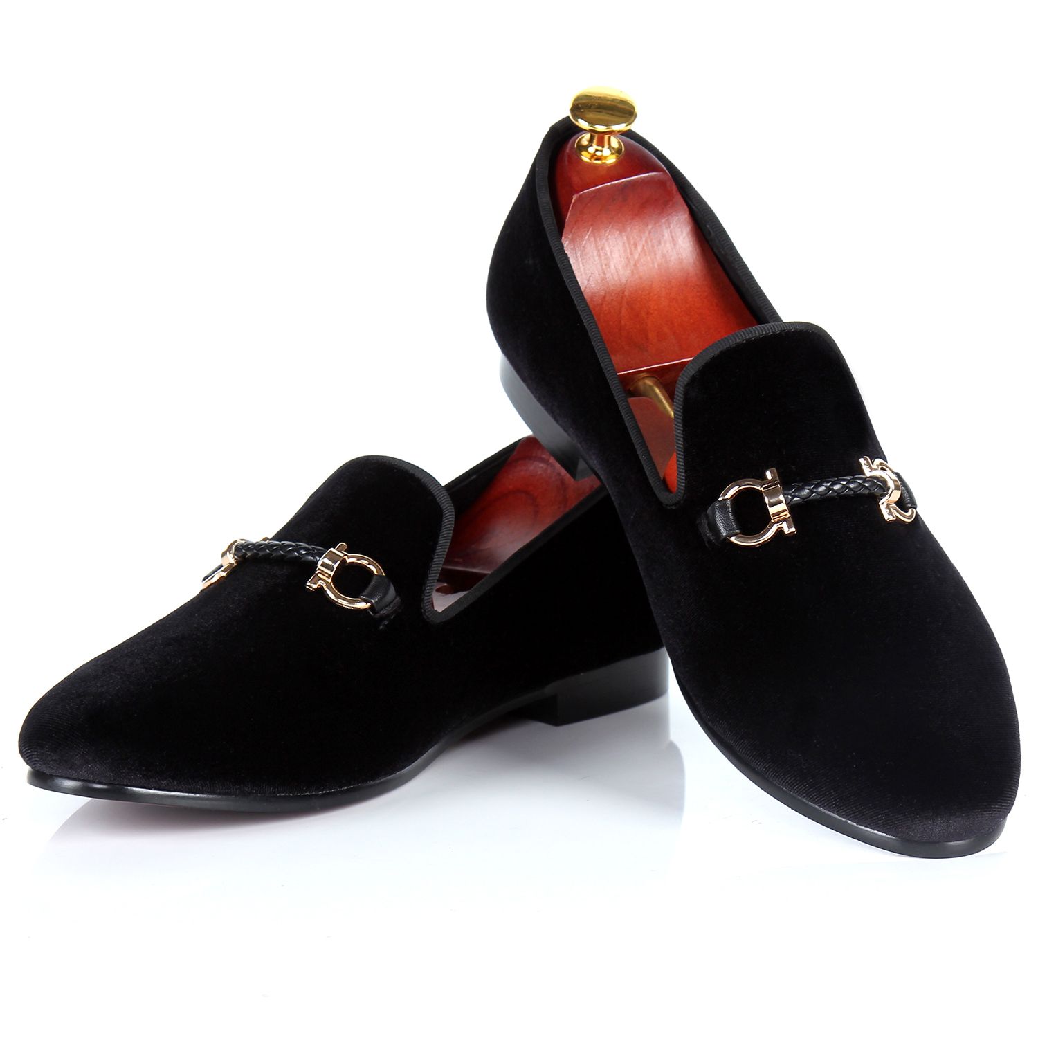 Men's Leather Loafers With Rivet Wedding Dress Shoes Slip On Buckles Black Men's Leather Loafers With Rivet Wedding Dress Shoes Slip On Buckles Black