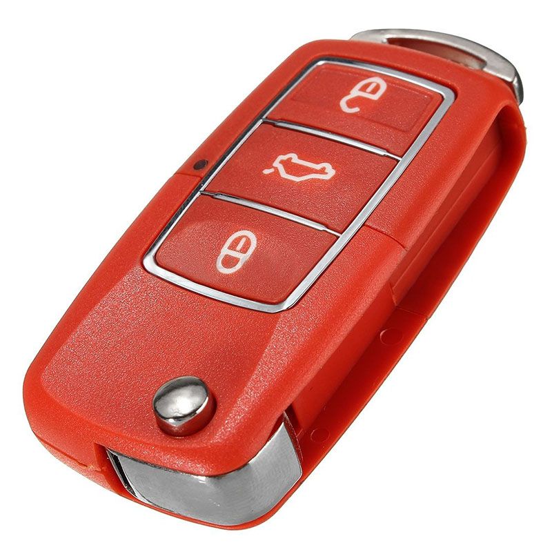 2021 Red 3 Button Remote Key Fob Case Shell For Volkswagen VW Bora
