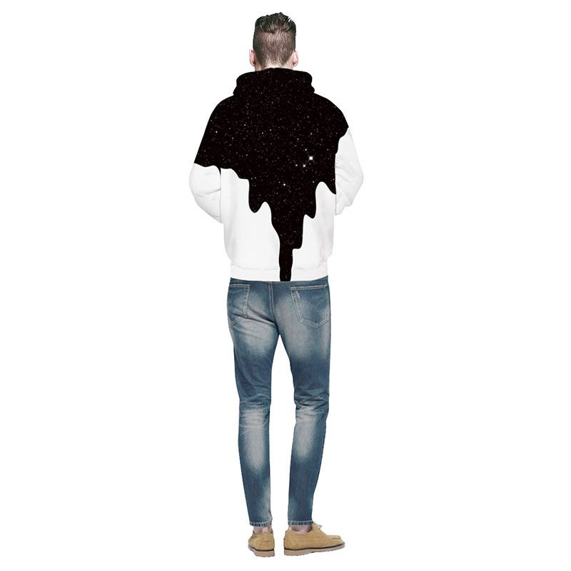 men 3d milk print hooded sweatshirt