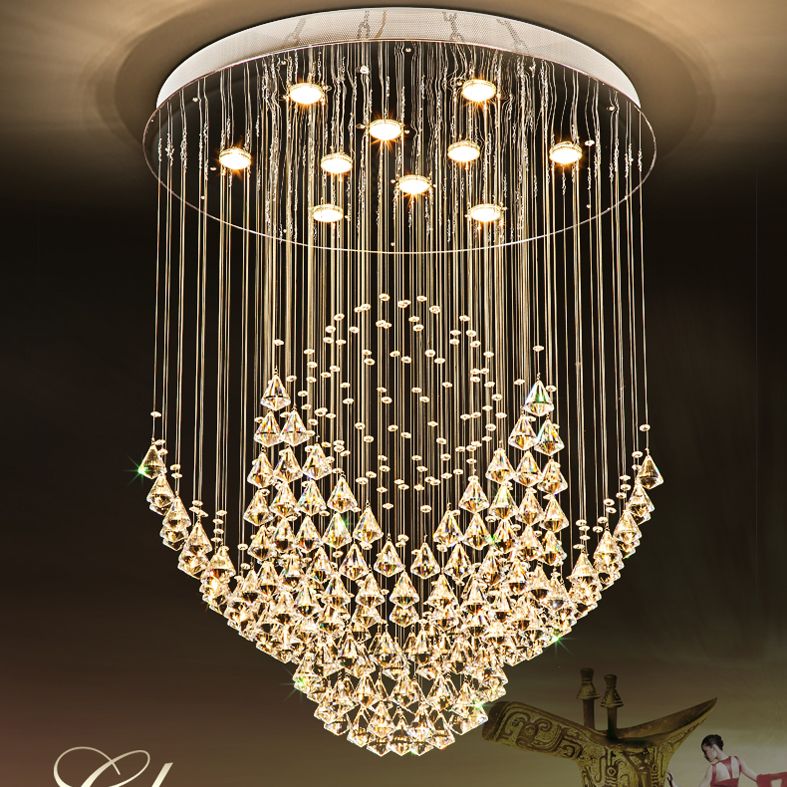 K9 Crystal Chandeliers Led Lamp Modern Chandelier Lights Fixture K9 Crystal Chandeliers Led Lamp Modern Chandelier Lights Fixture Home Indoor Lighting Hotel Hall Lobby Stair Round Long Drop Light Rectangle