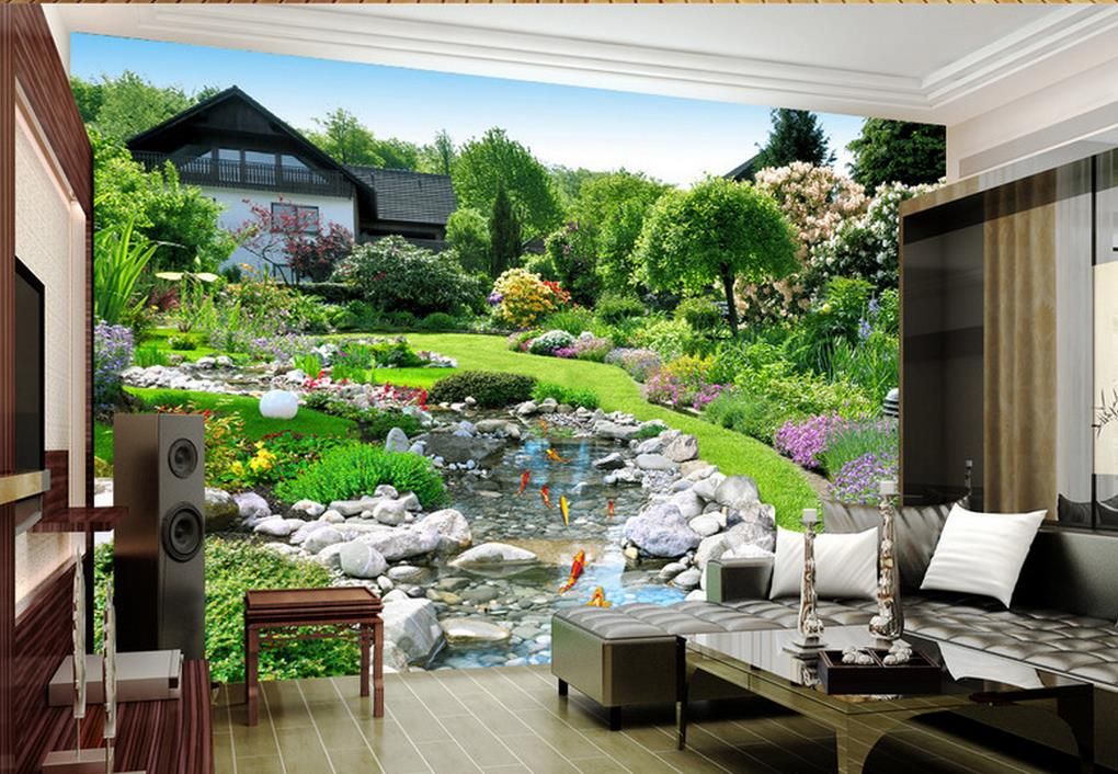 Back Garden Landscape Background Wall Background Painting Mural 3d