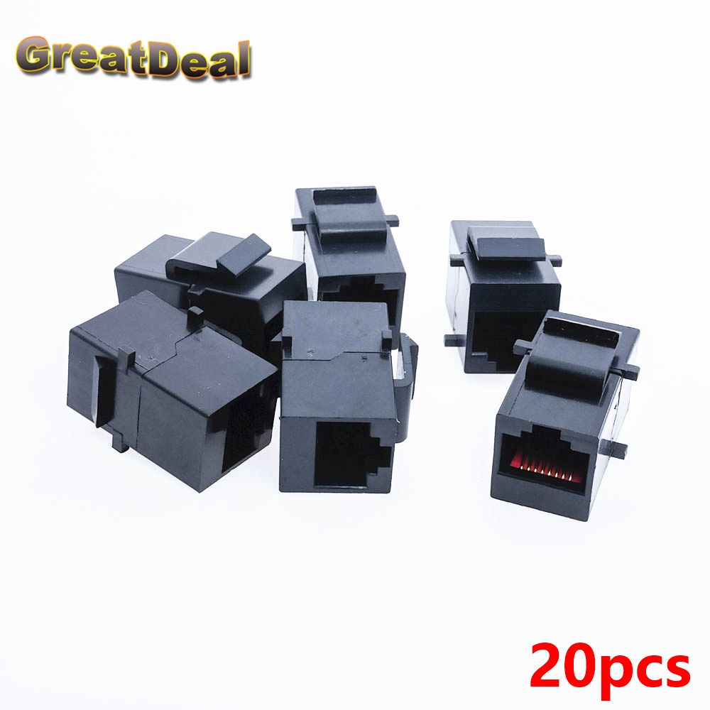 Wholesale 20x Cat5 Cat5e RJ45 Connector Plug Socket RJ45 Network Cable Blank Panel Patch RJ45 Extender Plug Joiner Coupler Adapter HY445 Computer Extension ...