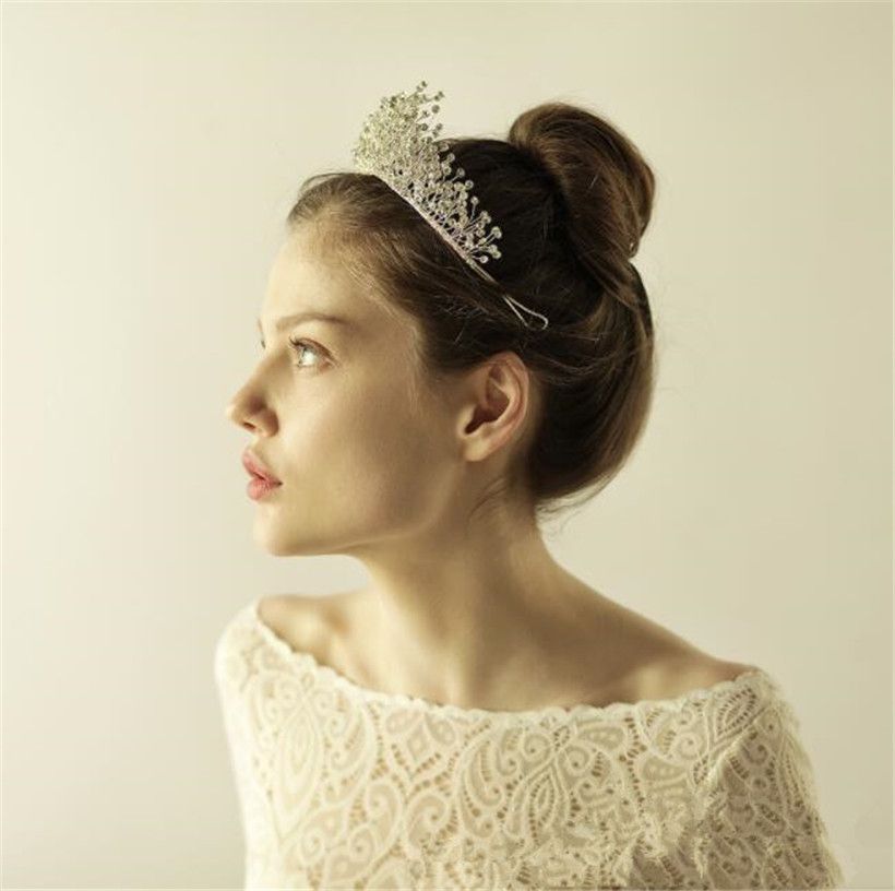 Prinzessin Crown Pageant Tiara Hochzeit Braut Haarschmuck Kristall Strass Stirnband Kopfschmuck Haarband Schmuck Silber Kopfschmuck Wearth