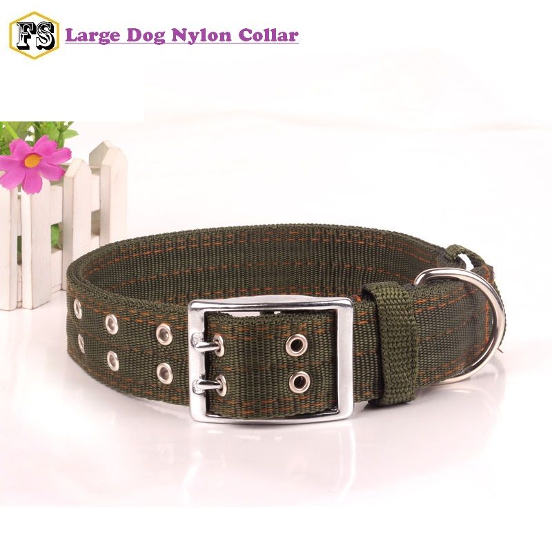 New Arrival Dog Collars Pet Supplies 5cm Nylon Double Buckle Large Dogs Collar 2 Sizes Wholesale
