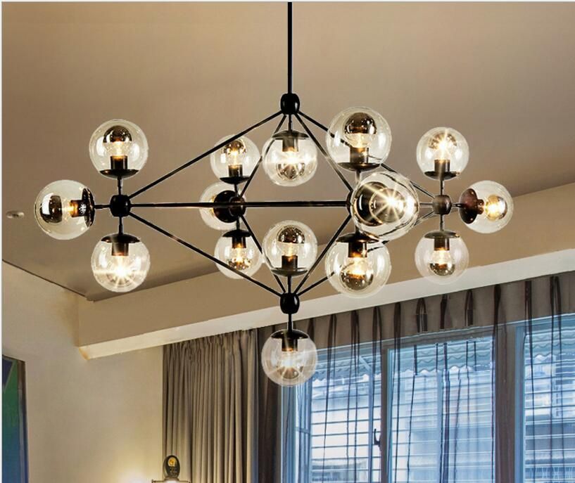 Modern Chandeliers Led Glass Ball Pendant Lamps E27 Industrial Modern Chandeliers Led Glass Ball Pendant Lamps E27 Industrial Chandelier For Restaurant Coffee Bar Living Room Lights